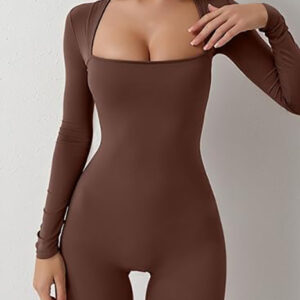 Sexy Square Collar One-piece Bell Bottom Romper