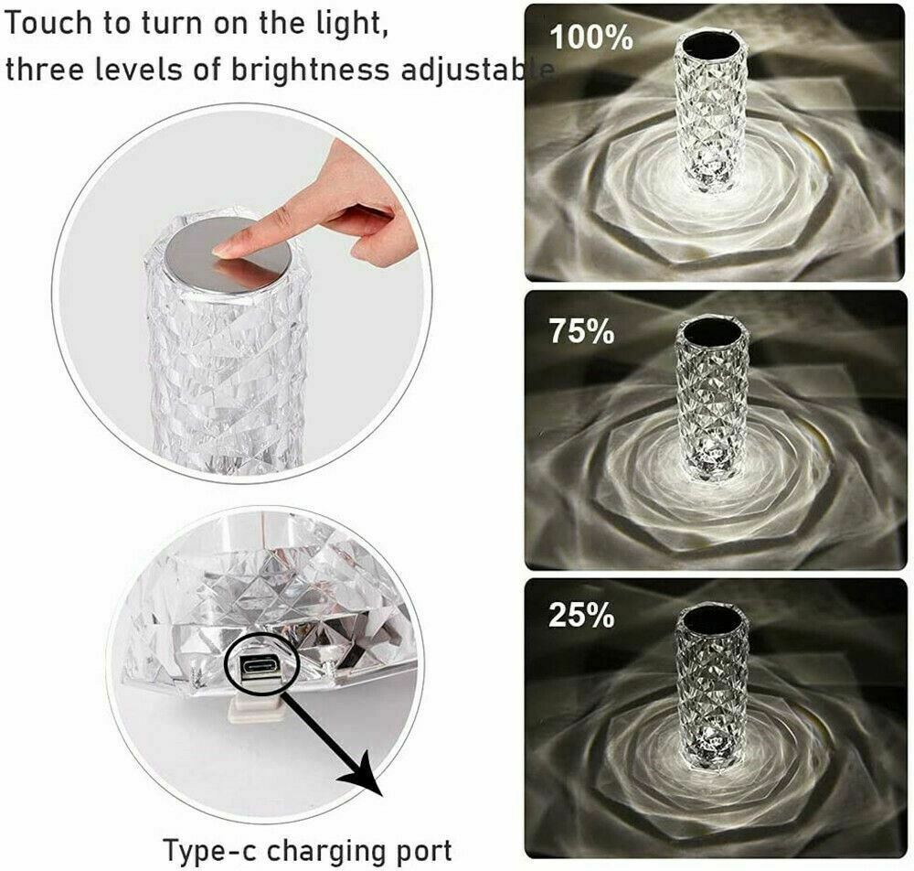 LED Crystal Diamond Lamp Touch & Remote-Control Night Light - Image 2