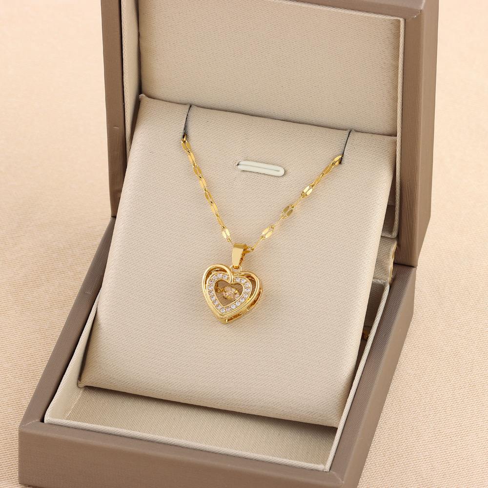 Double-layer Love Necklace With Rhinestone Fashion Jewelry - Image 2